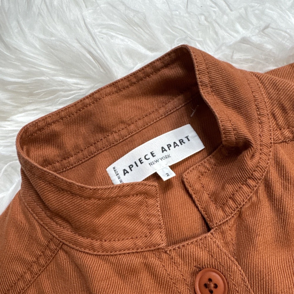 A Piece Apart Linen Blend Chore Coat Women 2 Oversized Burnt Orange Barn Jacket